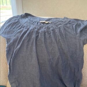 St. John's Bay blue Smocked Short Sleeve Blouse